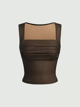 SHEIN MOD Ruched Mesh Tank Top | SHEIN