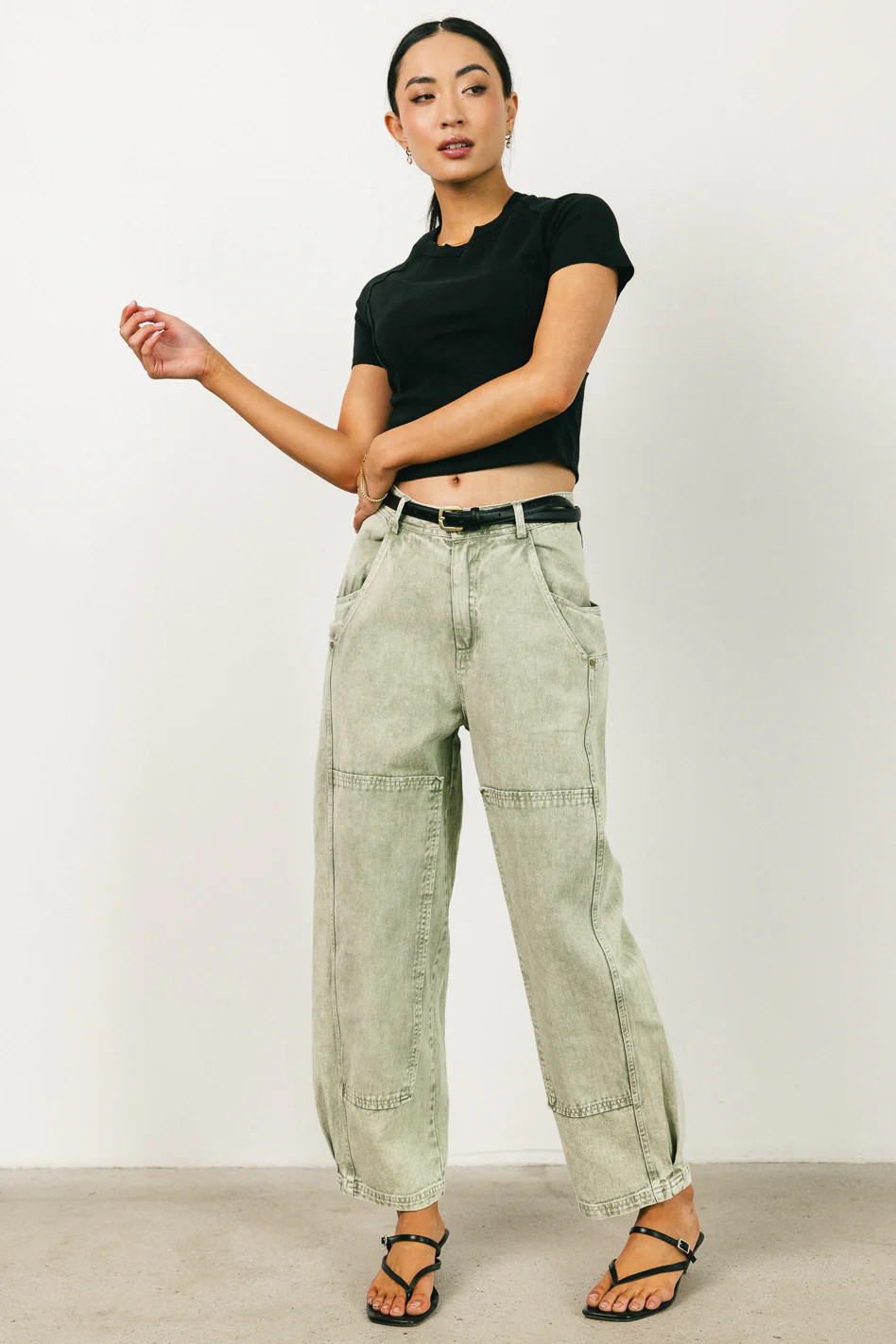 Angela Barrel Jeans in Olive | Böhme US