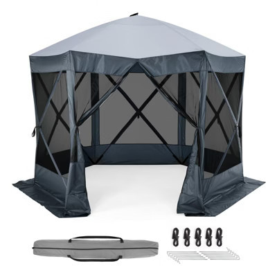 Camping Gazebo Tent, Pop Up Canopy Screen Tent 6 Sided with Mesh Windows and Carry Bag for Camping,Patio, Backyard, Lawn | Target