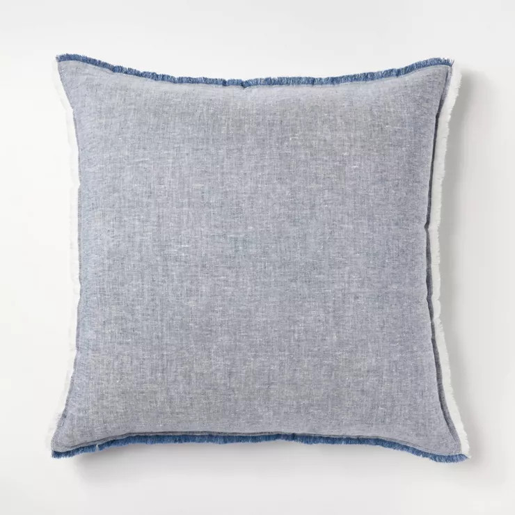 Oversized Reversible Linen Square Throw Pillow with Frayed Edges - Threshold™ designed with Stu... | Target