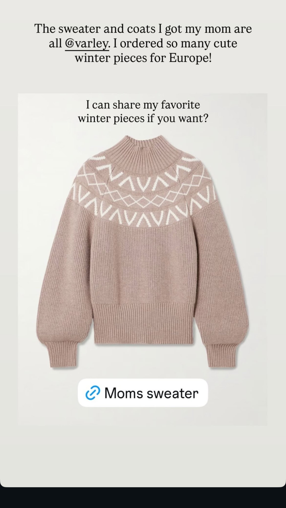 So many DMs on my mom’s sweater yesterday! Fair isle is trending and we love this one from Varley! 

#LTKmomlife #LTKootd #LTKSeasonal