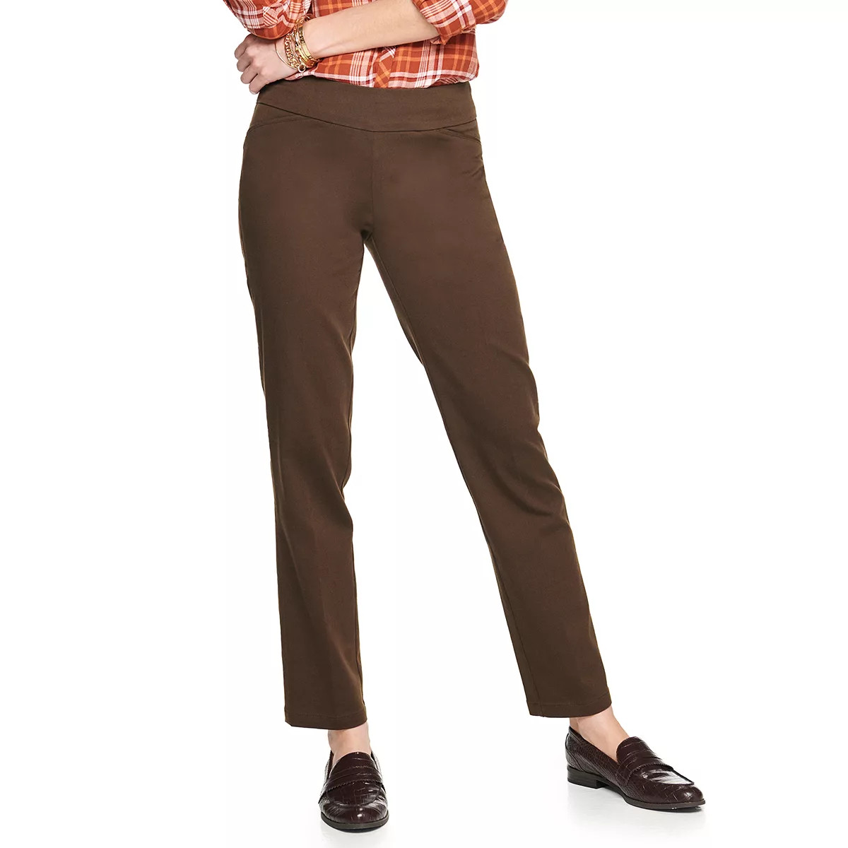 Women's Croft & Barrow® Effortless Stretch Pull-On Straight-Leg Pants, Size: 12 Short, Cobblestone | Kohl's