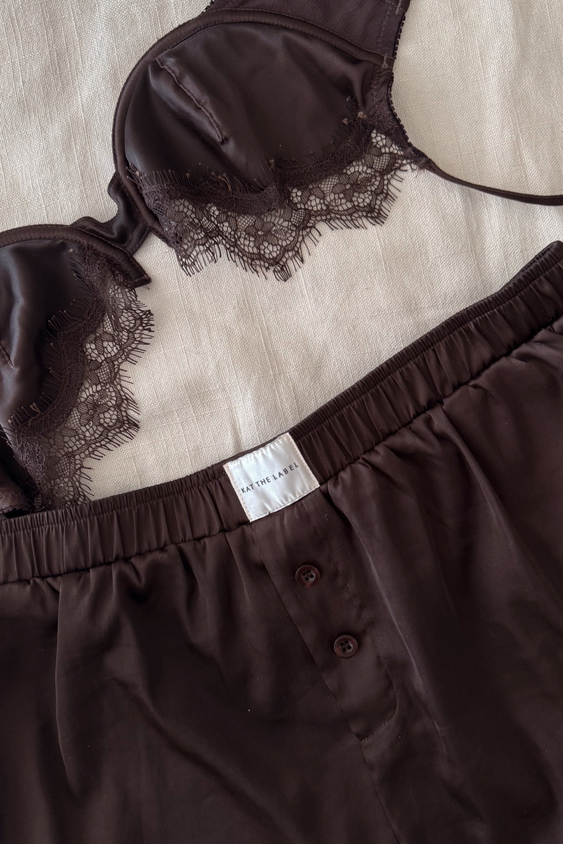 Silk Sleep set in chocolate 