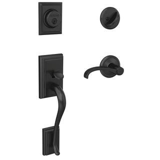 Schlage Custom Addison Matte Black Single Cylinder Door Handleset with Whitney Door Lever FC60 AD... | The Home Depot