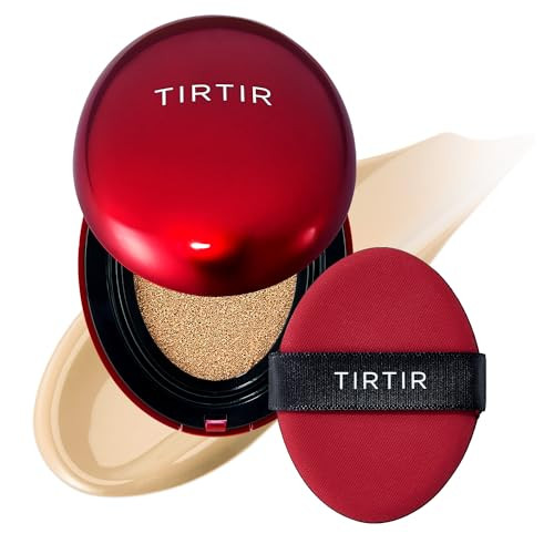 TIRTIR Mask Fit Red Cushion Foundation | Full coverage, Weightless, Skin fit, Satin Glow Finish, Korean Makeup BB Foundation, beauty, Tattoo cover up, Buildable (#24W Soft Beige, 0.63 Fl Oz) | Amazon (US)