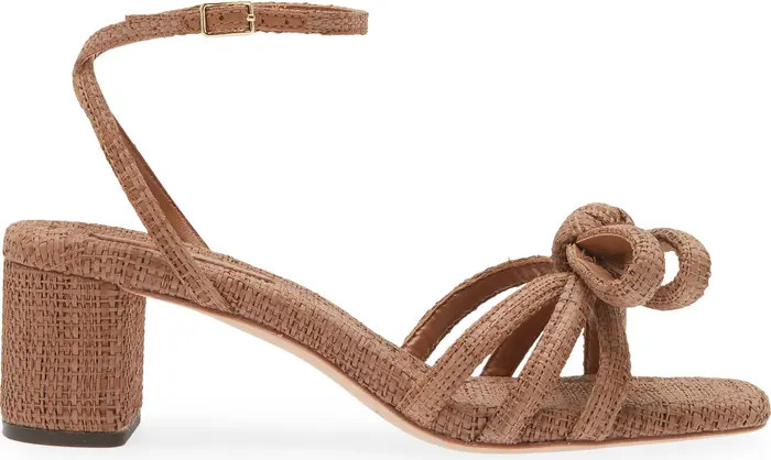 Loeffler Randall Mikel Bow Ankle Strap Raffia Sandal | Nordstrom | Nordstrom