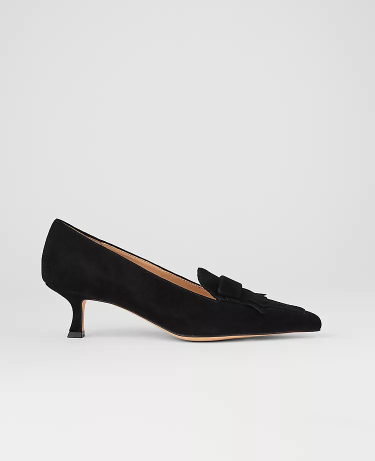 Suede Tapered Heel Kiltie Pump | Ann Taylor