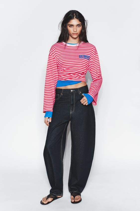 STRIPED TEXT T-SHIRT | Zara US
