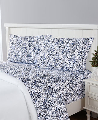 Sanders Holiday Printed Microfiber Sheet Set - Macy's | Macy's