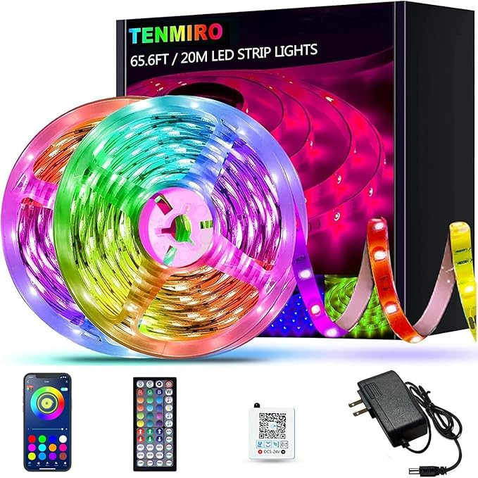 Tenmiro 65.6ft Led Strip Lights, Ultra Long RGB Color Changing LED Light Strips Kit with 44 Keys ... | Amazon (US)