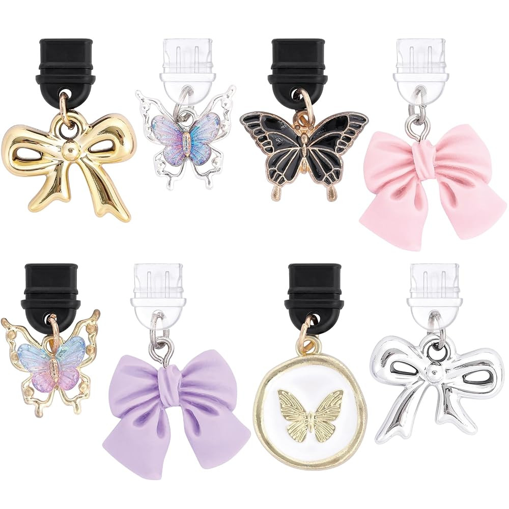 Dust Plug Charm for Kindle - 8 Pack Butterfly and Bows Anti-Dust Plugs, Coquettte Pendants Chargi... | Amazon (US)