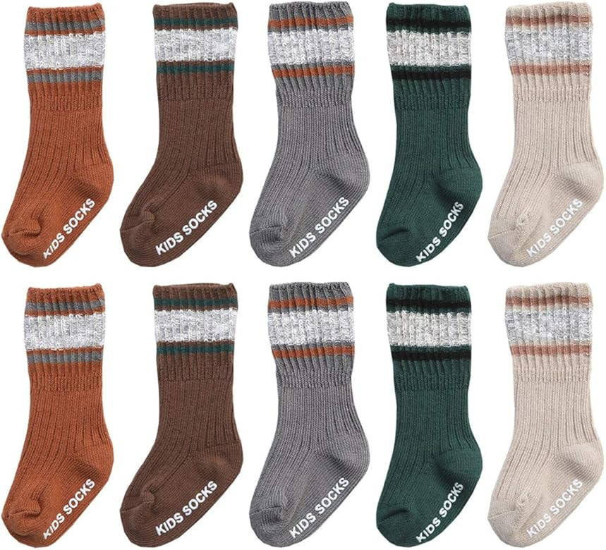 Knitting Socks Keep Warm Unisex Baby Non-Slip Knee-High Stockings for Toddler Little Boy Girls | Amazon (US)