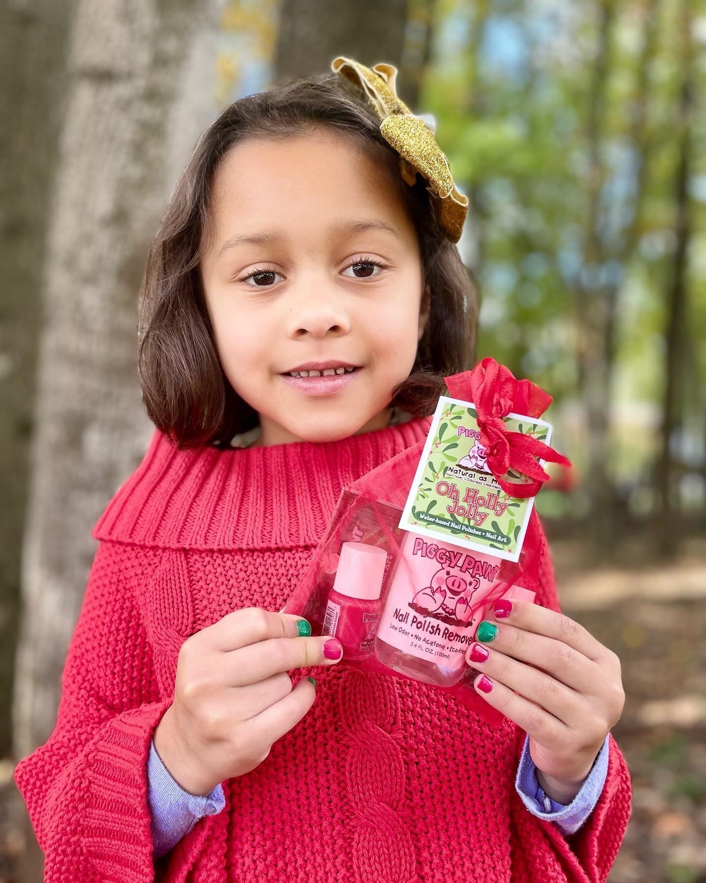 Sofia's nails are so holly jolly with the Oh Holly Jolly Piggy Paint nail polish set! 🎄💅 She's ready to slay the holidays with these festive colors and non-toxic formula. Get your own set today and get your nails ready for the season!

Why Piggy Paint is Kid-Friendly
Non-toxic formula – Made without harmful chemicals often found in traditional polishes.
Low odor – Gentle scent that’s comfortable for kids (no strong chemical smell).
Water-based – Easier to remove and gentler on nails than solvent-based polishes.
No harsh ingredients – Free of formaldehyde, toluene, DBP, and other harsh additives.
Safe if accidentally ingested in small amounts – Formulated with kids in mind (though not meant to be eaten).
Quick drying – Helps reduce smudges and makes application easier for little hands.
Cruelty-free – Not tested on animals, aligning with many family values.
Great for sensitive skin – Gentler on nails for kids who react to regular polishes.
Ideal for play dates and special occasions – Fun colors with peace of mind for parents.

Thank you @piggypaint 



#LTKHoliday #LTKgrwm #LTKKids