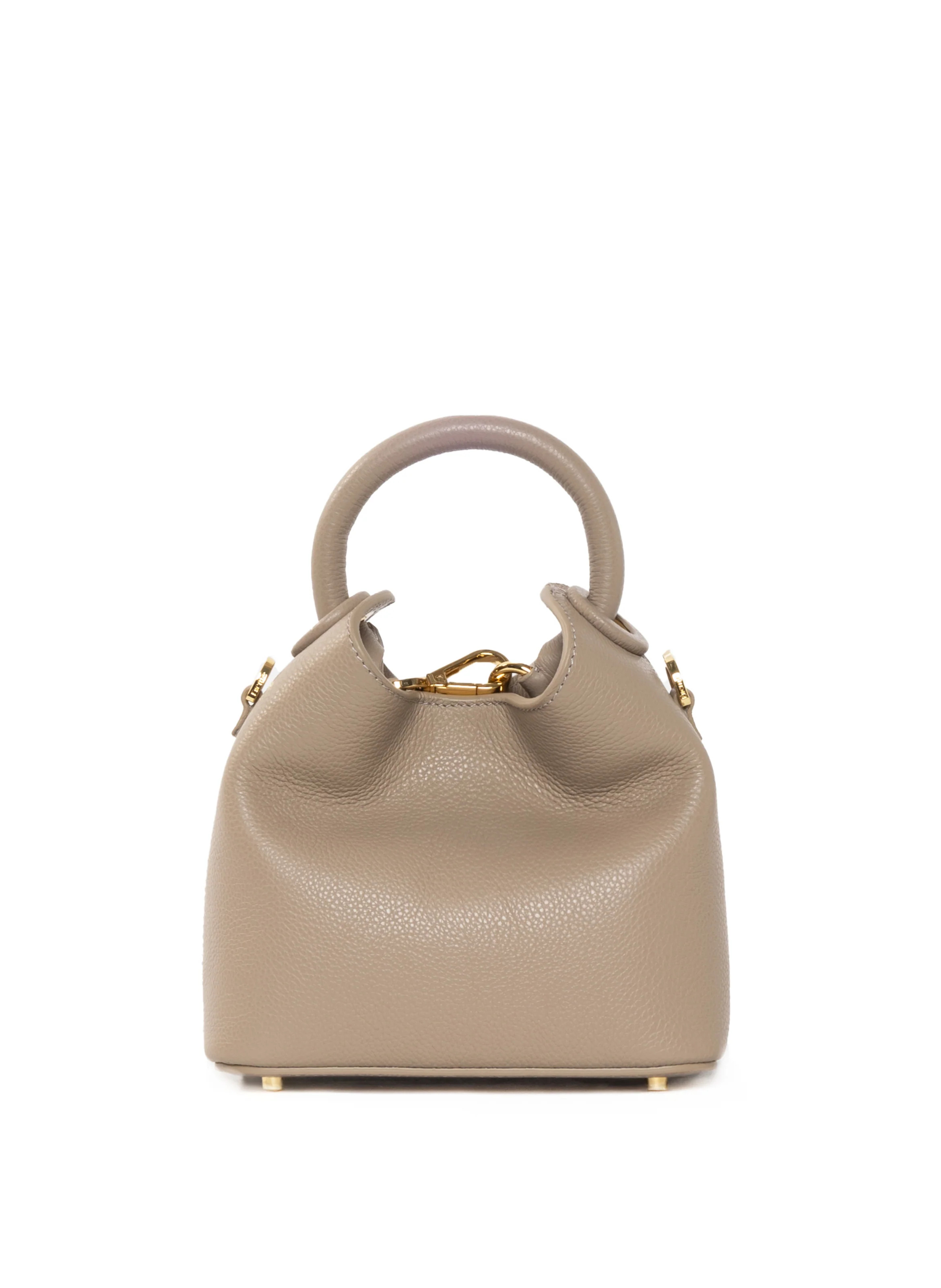 Madeleine Pebbled Leather Taupe - French Leather Bags - Elleme | Elleme