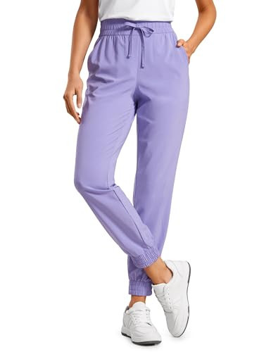 CRZ YOGA Lightweight Joggers for Women Workout Athletic Casual Lounge Travel Pants with Pockets Summer Dark Lavender Purple X-Large | Amazon (US)