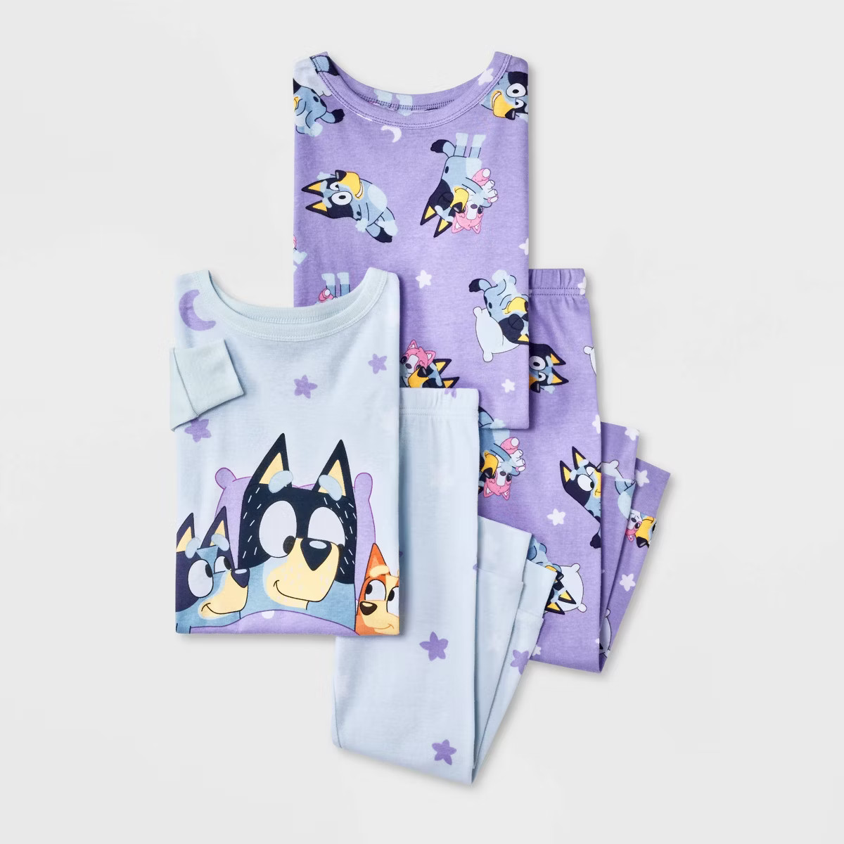 Toddler Girls' 4pc Bluey Cotton Long Sleeve Pajama Set - Blue/Purple | Target