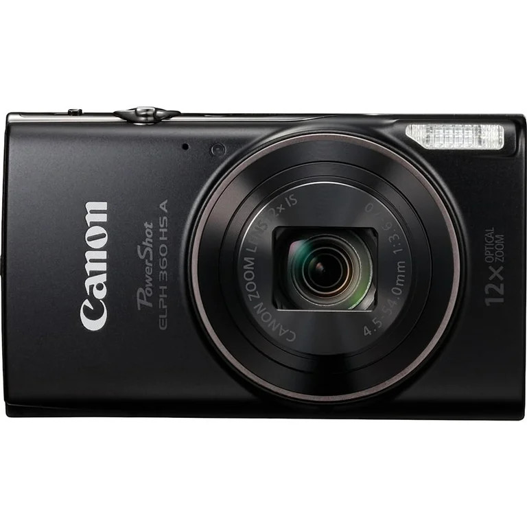 Canon PowerShot ELPH 360 HS A (Black), 20.2MP CMOS, 12x Zoom, OIS, 1080p Full HD | Walmart (US)