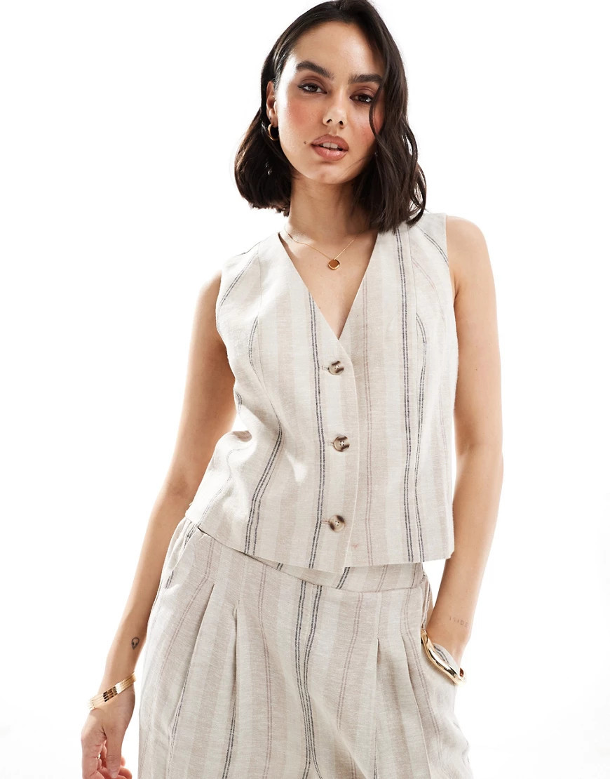 ASOS DESIGN vest with linen in deckchair stripe - part of a set-Multi | ASOS (Global)