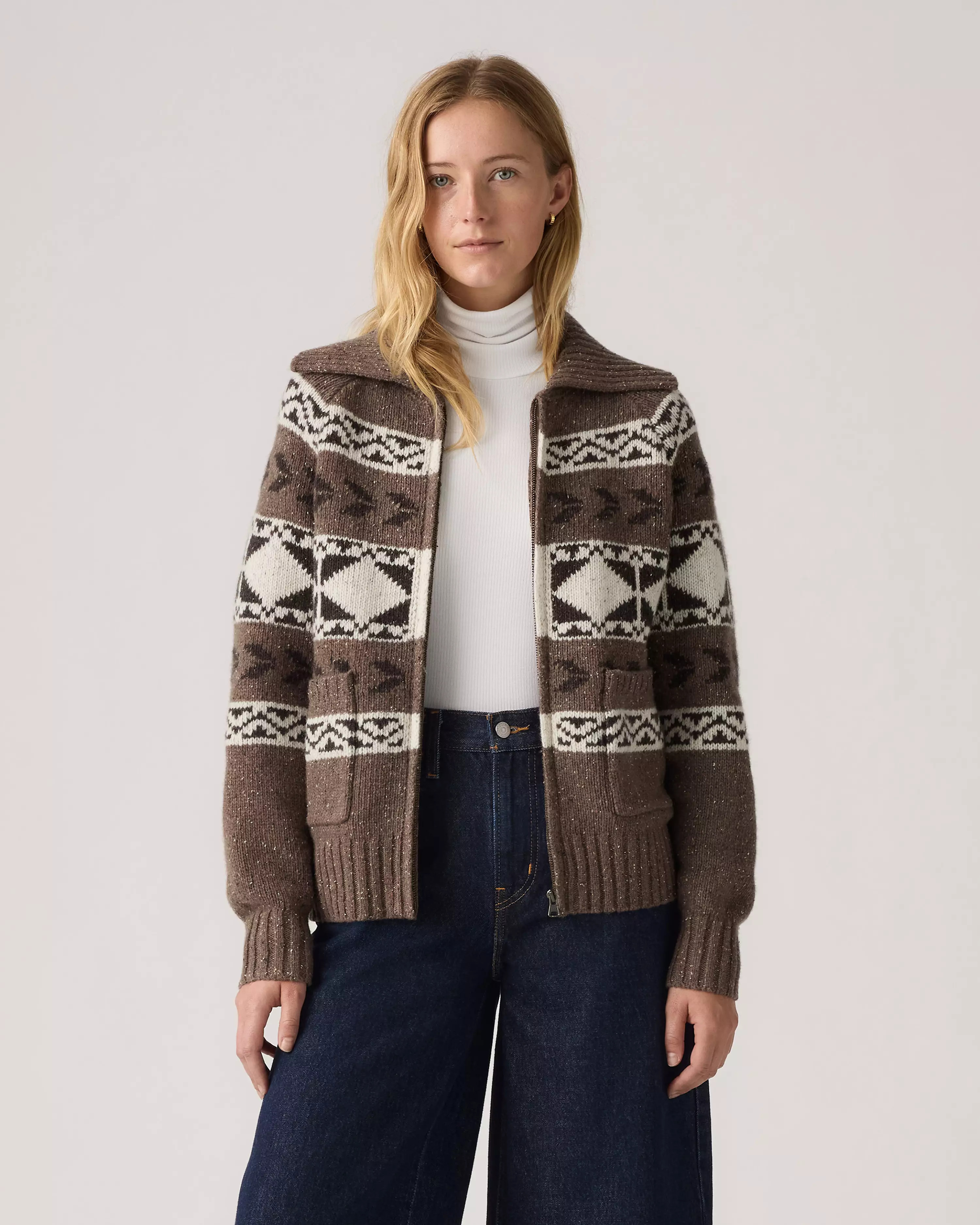 Waverly Fairisle Zip Sweater - Neutral | Levi's® GB | Levi's UK