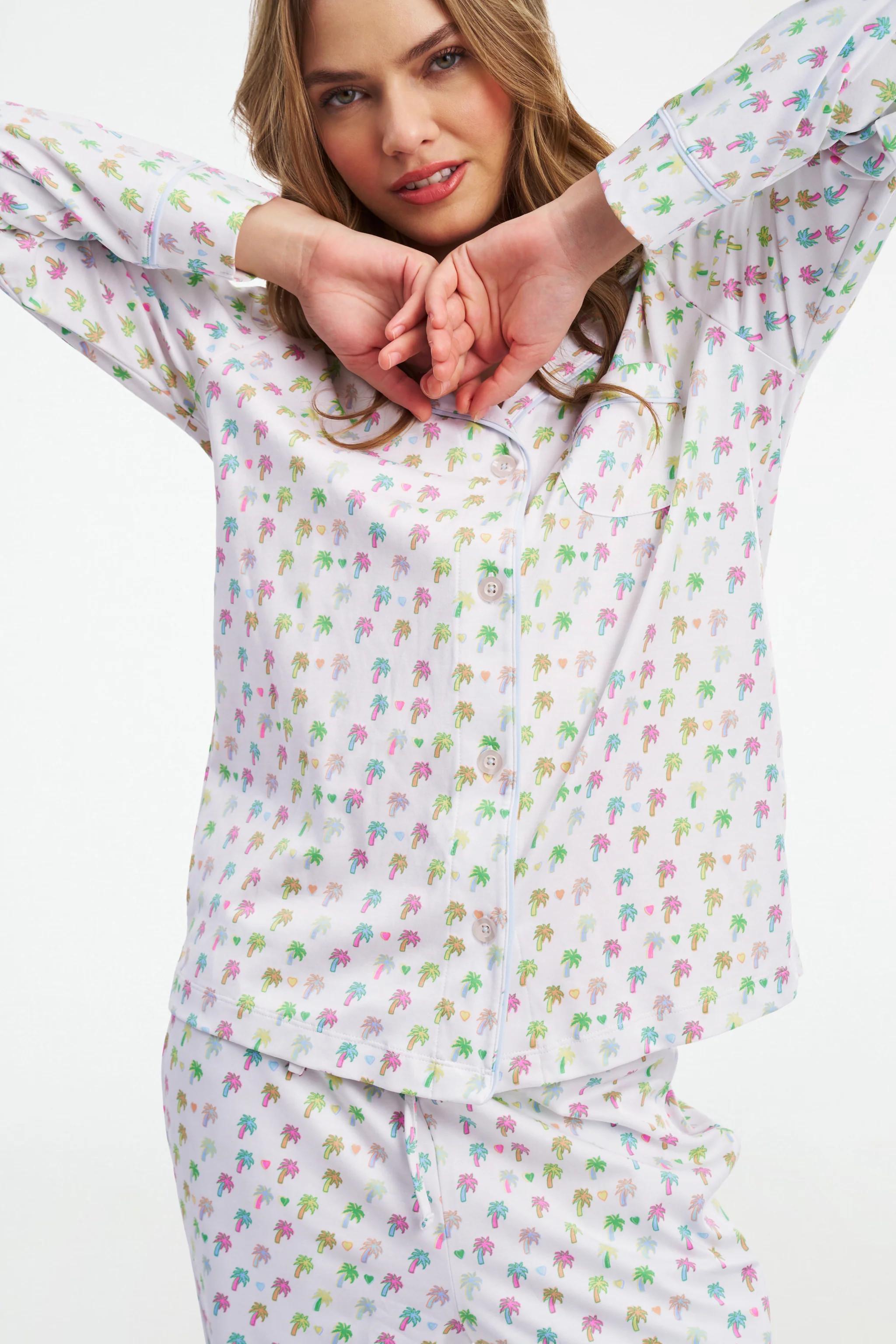 Palm Dreams Long Sleeve Polo Pajamas | Roller Rabbit