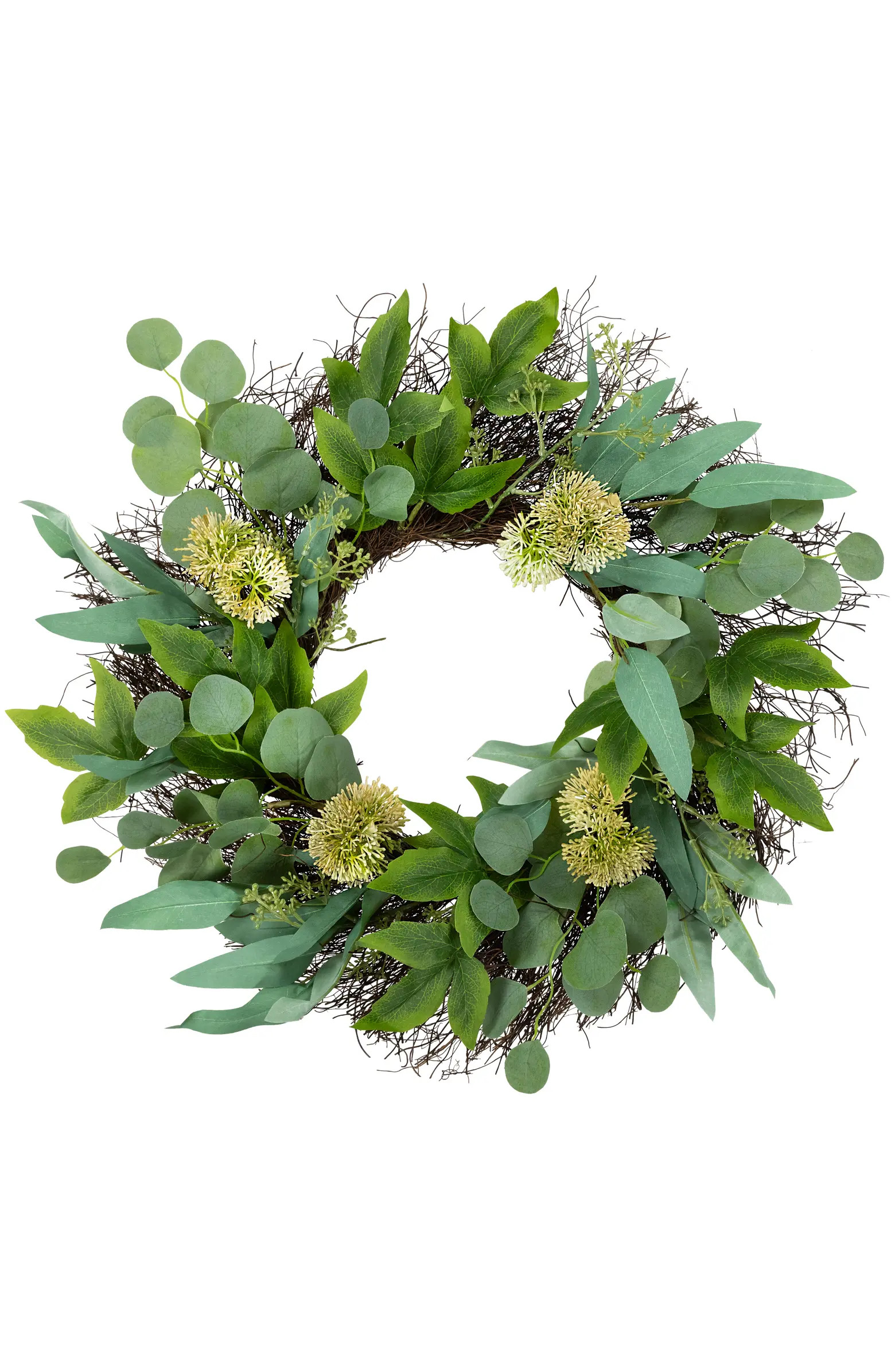 Eucalyptus and Olive Leaf Twig Spring Wreath, 24-Inch | Nordstrom