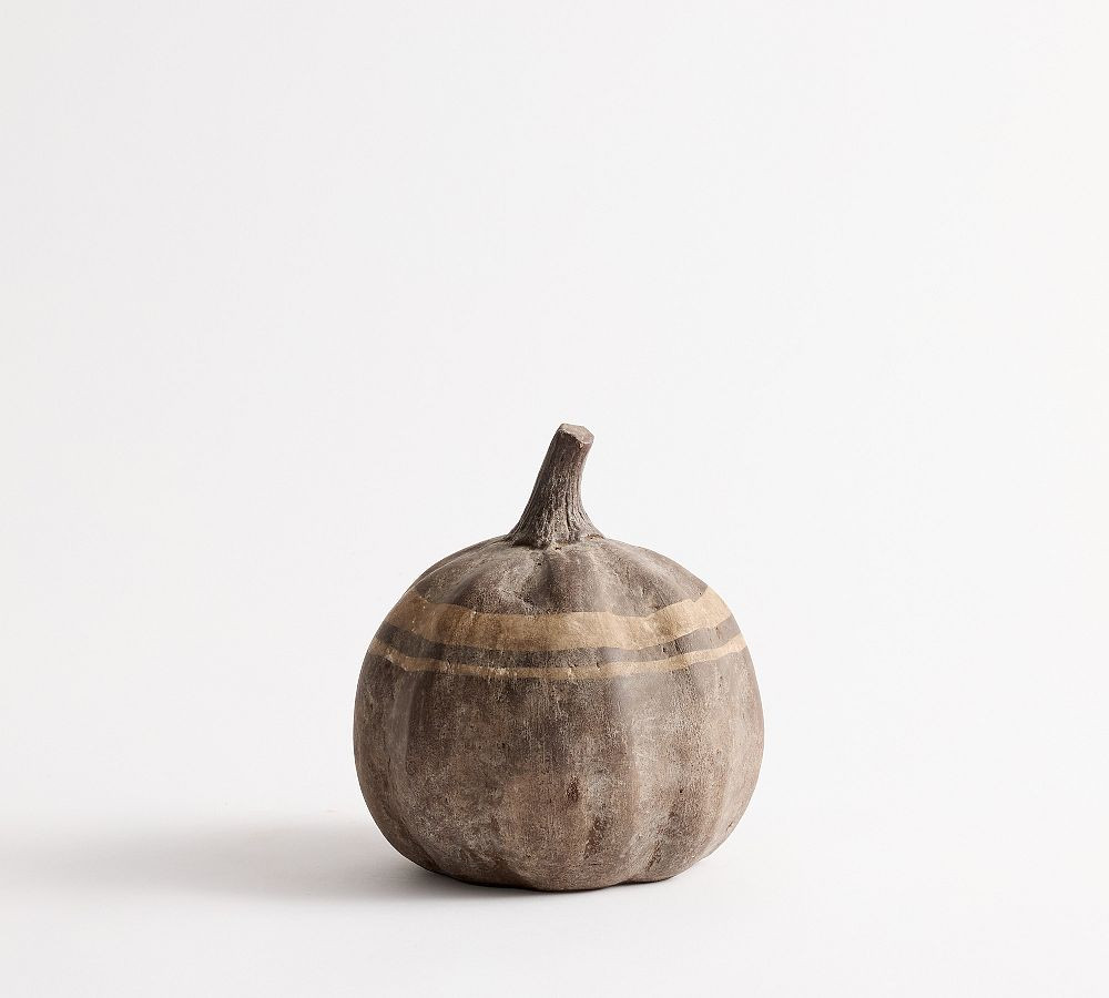 Brown Terracotta Striped Pumpkin | Pottery Barn (US)