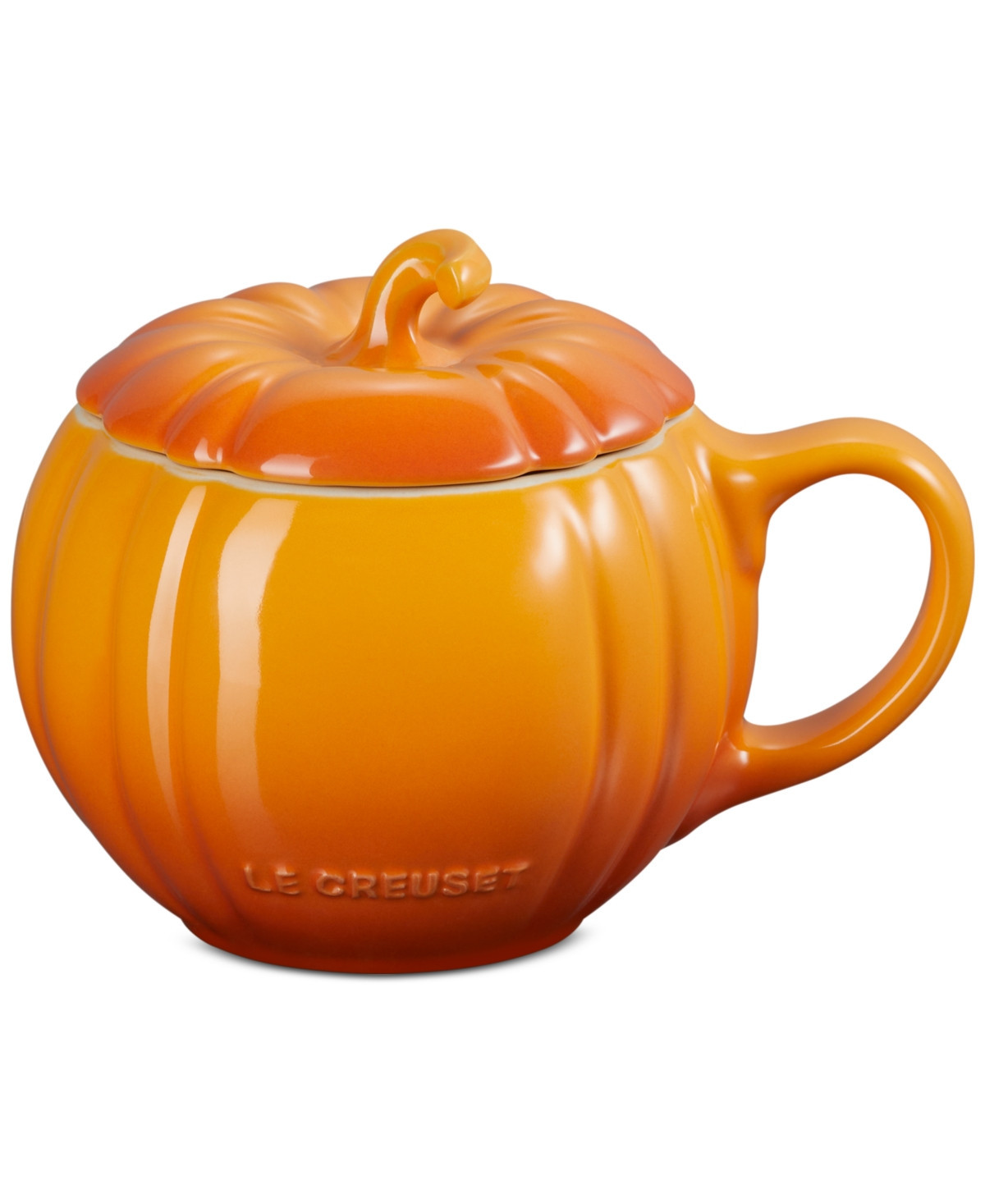 Le Creuset Stoneware Pumpkin Mug with Lid, 14 oz. - Persimmon | Macy's