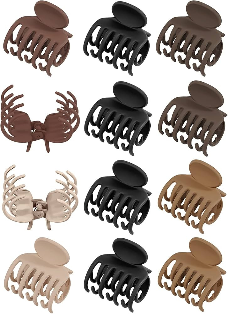 Double Row Teeth Small Hair Claw Clips for Women Fine Thin Short Hair, Lolalet 1.57 Inch Matte Ha... | Amazon (US)