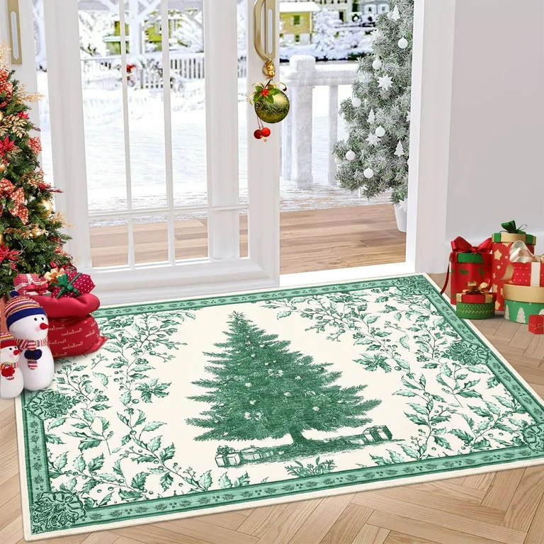 Christmas Rugs,5x7 Washable Area Rug for Bedroom,Christmas Tree Print Holiday Decor Untra-Thin Ca... | Walmart (US)