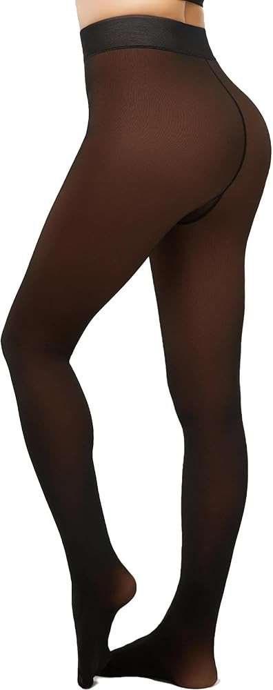 Fleece Lined Tights Women Sheer Warm Pantyhose Leggings Fake Translucent Thermal Winter Thick Tig... | Amazon (US)