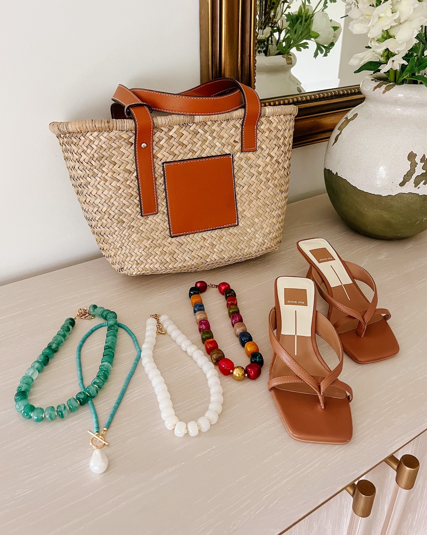 Tuesday Goodies 💛 Statement necklaces • Amazon accessories • straw bag • Dolce Vita kitten heel sandals • Spring & Summer 

#LTKMothersDay #LTKgrwm #LTKmomlife