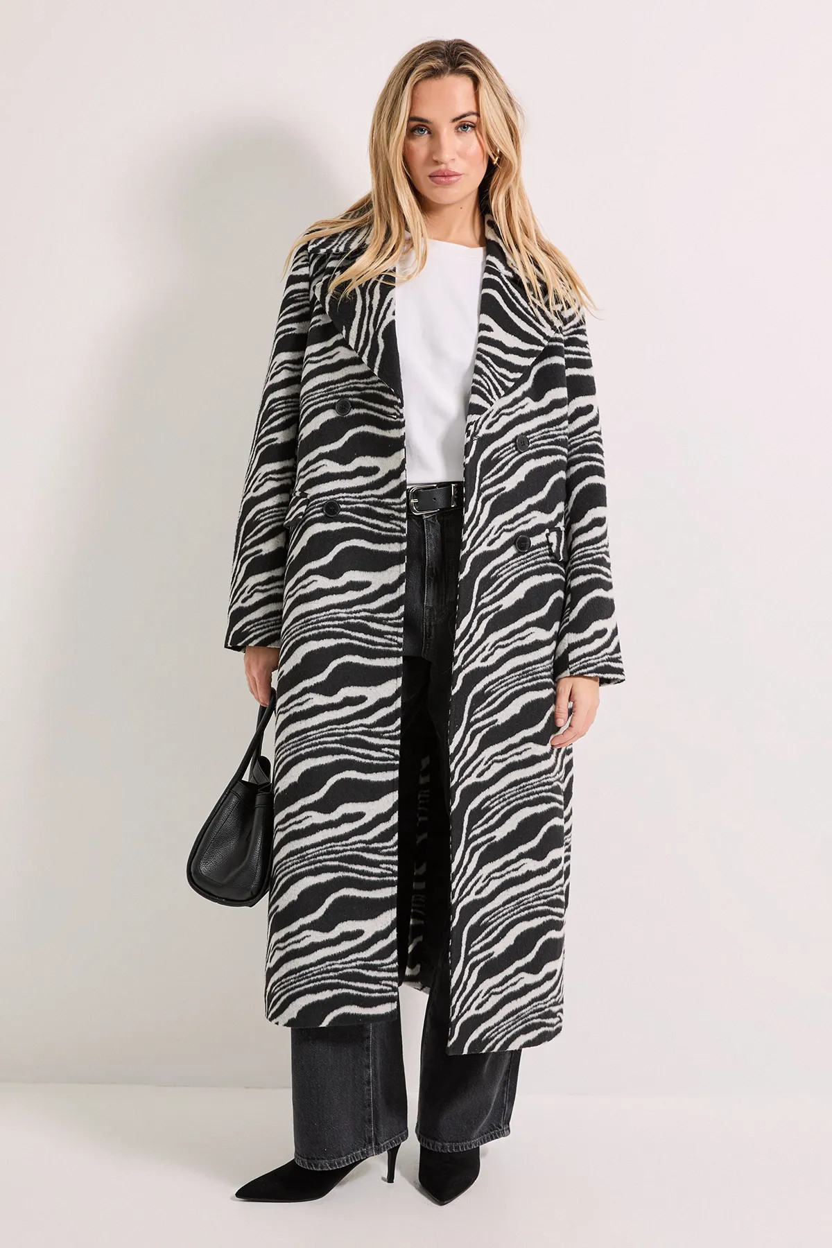 Zebra Double Breasted Coat | boohoo (US & Canada)