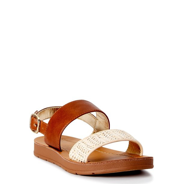 Wonder Nation Girls Two Strap Sandal, Sizes 13-6 - Walmart.com | Walmart (US)