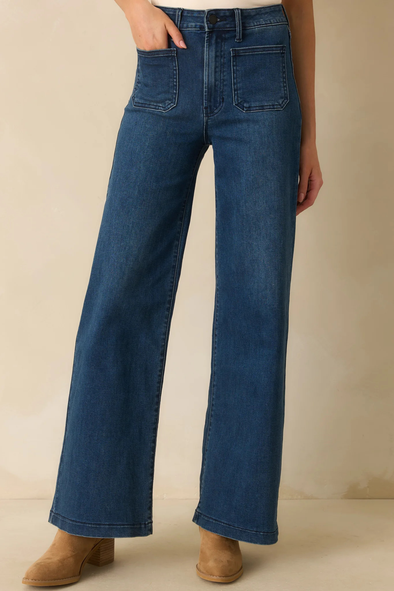 Meant For More Dark Wash Straight Leg High Waisted Jeans | Red Dress