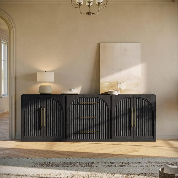 BELLEZE Jagger 3-Piece Modular Sideboard Buffet Cabinet - Ebony | Amazon (US)