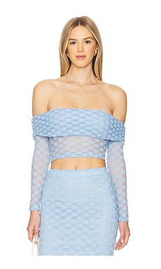 Bardot x REVOLVE Adoni Off The Shoulder Top in Cornflower from Revolve.com | Revolve Clothing (Global)