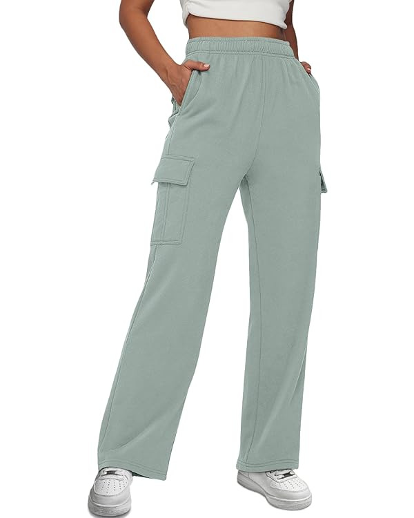 AUTOMET Womens Cargo Sweatpants Baggy Fleece High Waisted Joggers Sweat Pants Athletic Pants | Amazon (US)
