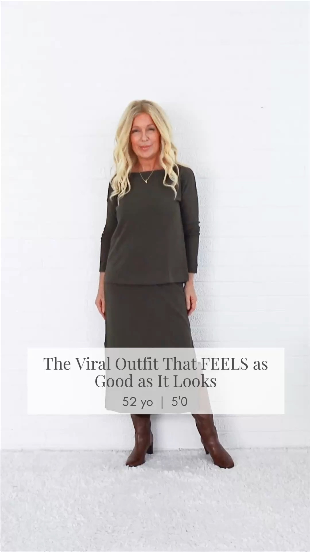 Comfort meets chic! 🌲🍂 This bestselling knit top and skirt has a bonus: forest green works for fall AND the holidays.

Wear it with boots or flats. 👢 This retailer stocks limited quantities in each size, so shop while yours is available!