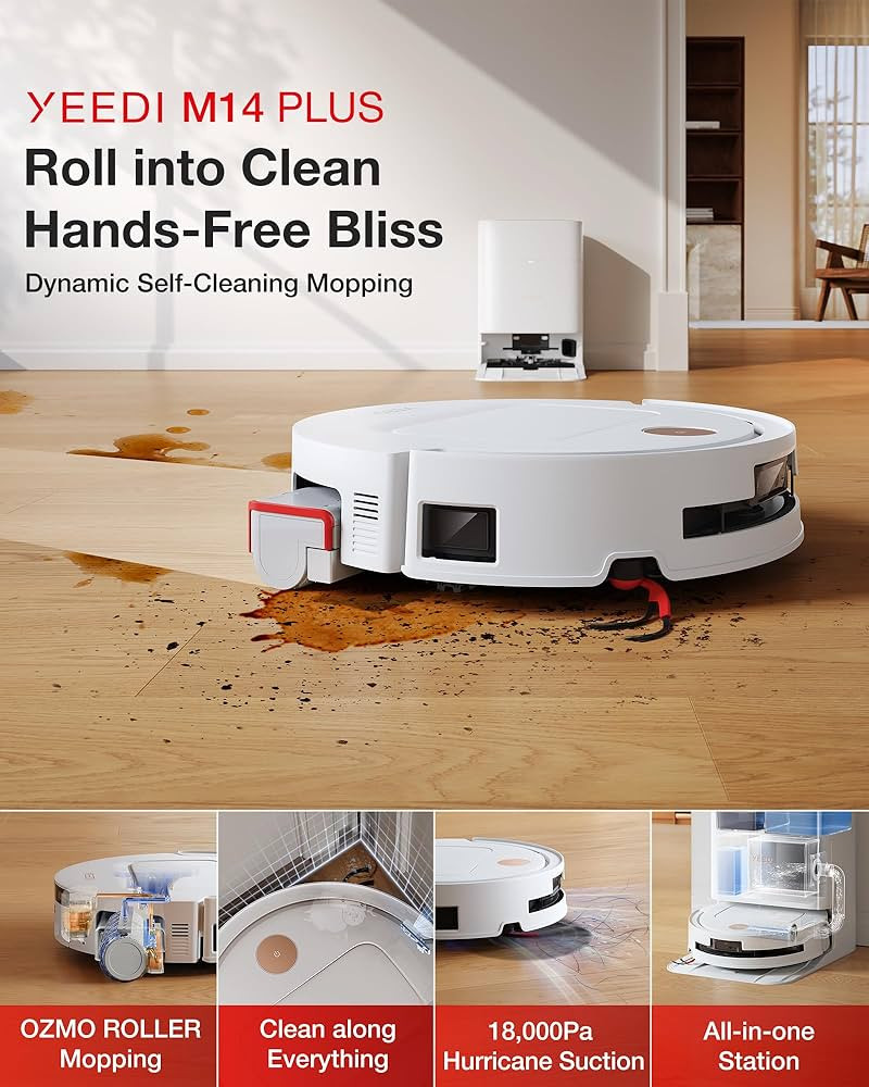 Yeedi M14 Plus Robot Vacuum and Mop with All-in-One Station, 18000Pa, OZMO Roller Instant Self-Wa... | Amazon (US)