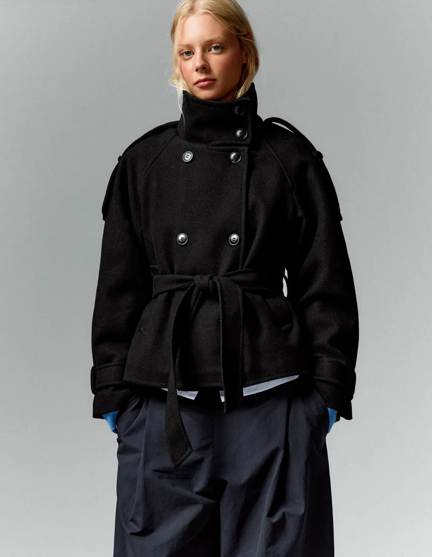 Funnel neck trench jacket | Bershka RewardStyle US