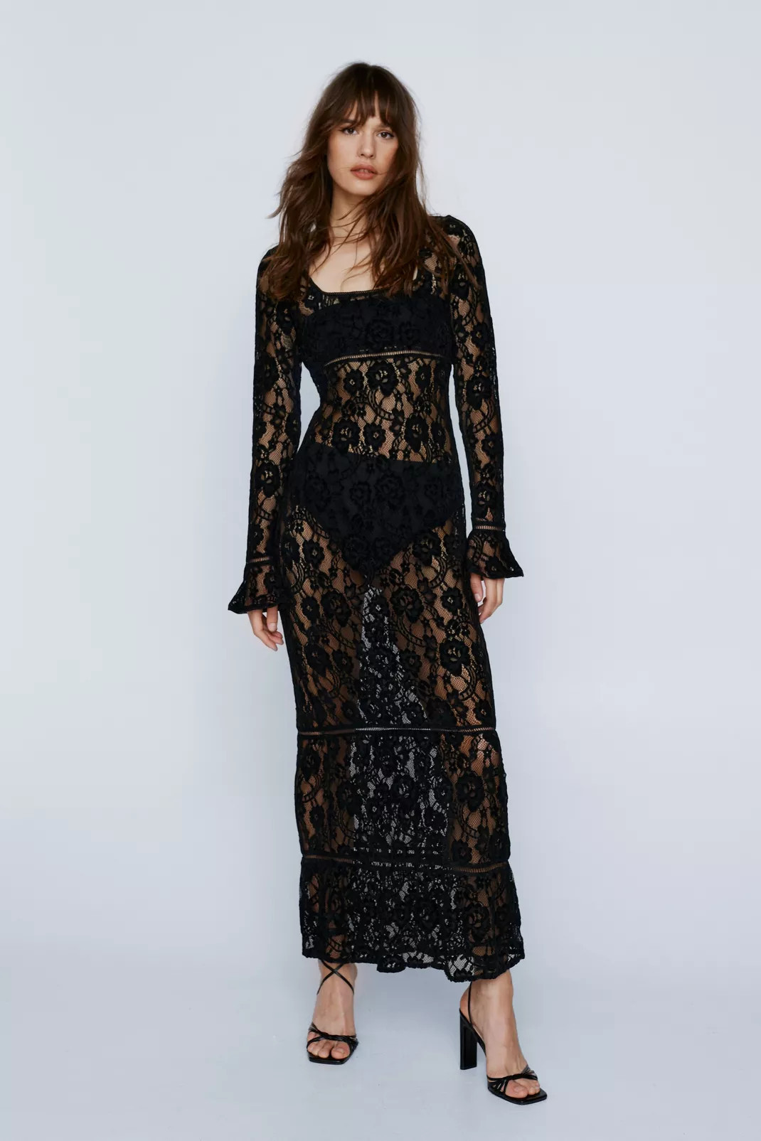 Velvet Lace Angel Sleeve Maxi Dress | Nasty Gal UK (+IE)