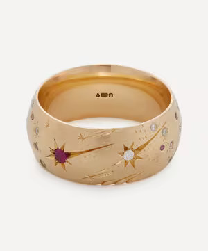9ct Gold Supernova Sapphire Ruby and Diamond Galaxy Band Ring | Liberty London (UK)