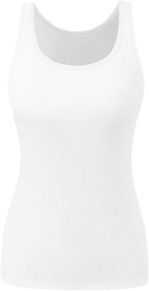 AMVELOP Womens Ribbed Tank Top Built in Bra Sleeveless Y2K Going Out Shirts Summer Casual Basic T... | Amazon (US)