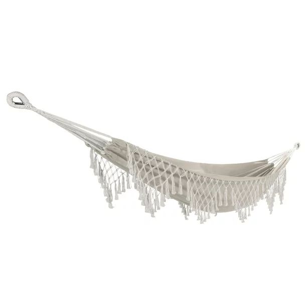 Bliss Hammocks Polyester Hand-Braided Hammock in a Bag Decorative Fringe, Brown | Walmart (US)