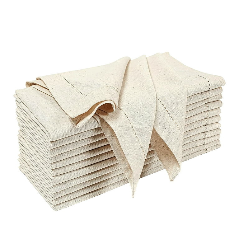 GFI LINEN CLUBS Flax Cotton Designer Hemstiched Metered Cornered Dinner Napkins - Natural - 20X20... | Walmart (US)