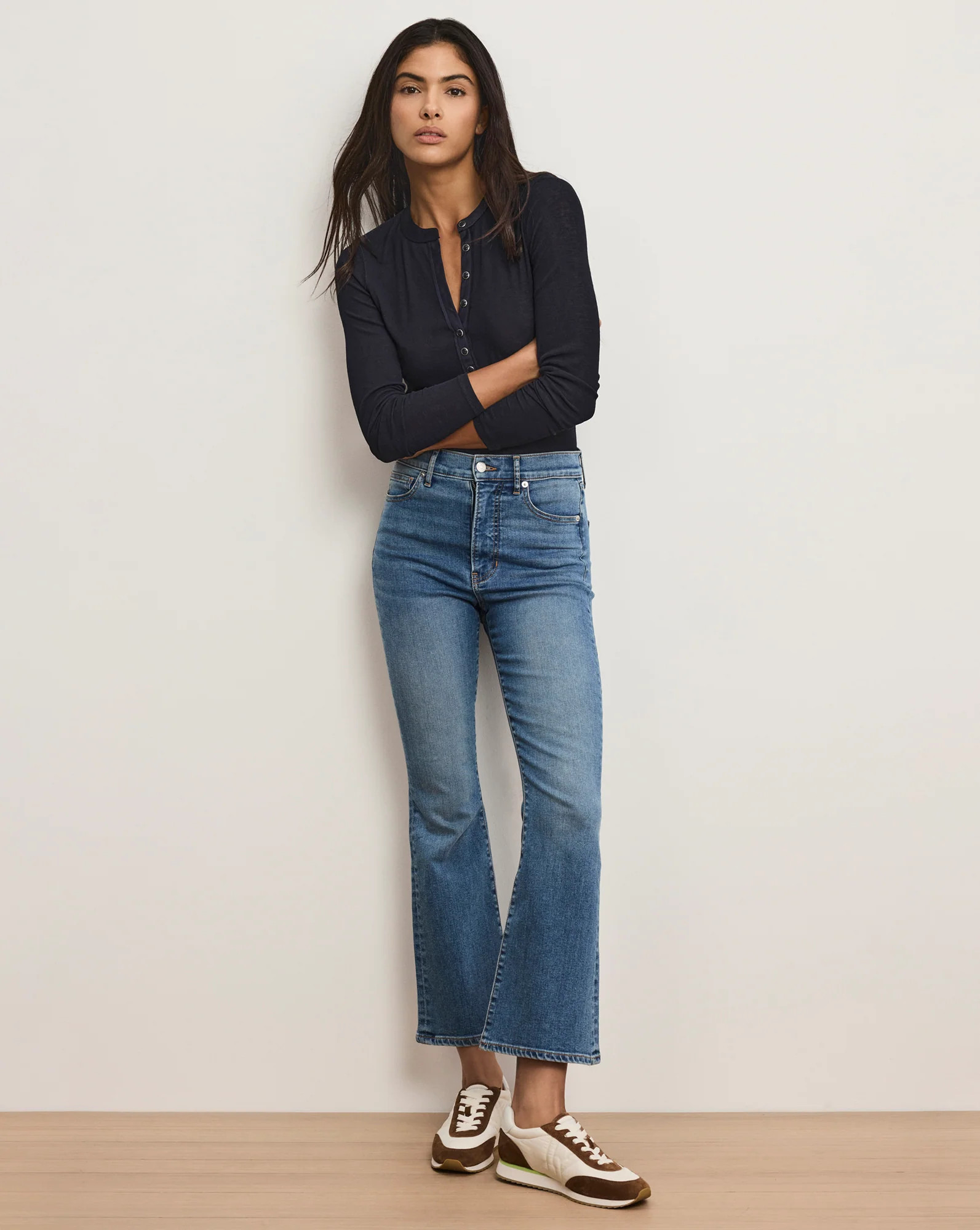 Carson Kick-Flare Jean in French Kiss Blue Stretch Denim | Veronica Beard | Veronica Beard