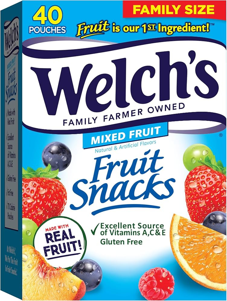 Welch's Fruit Snacks, Mixed Fruit Snack Box, Gluten Free, 0.8oz Snack Packs (Pack of 40) | Amazon (US)