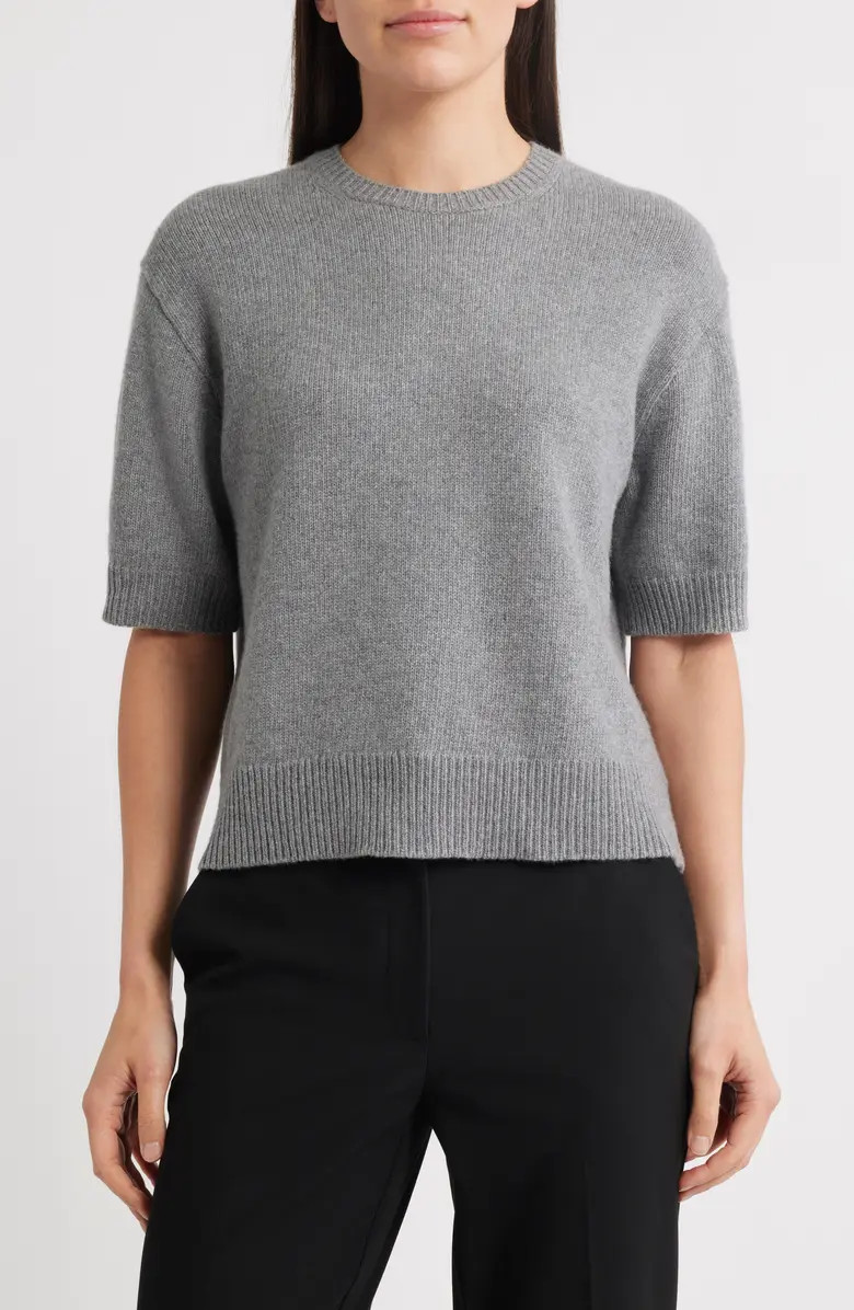 Short Sleeve Crop Wool & Cashmere Sweater | Nordstrom