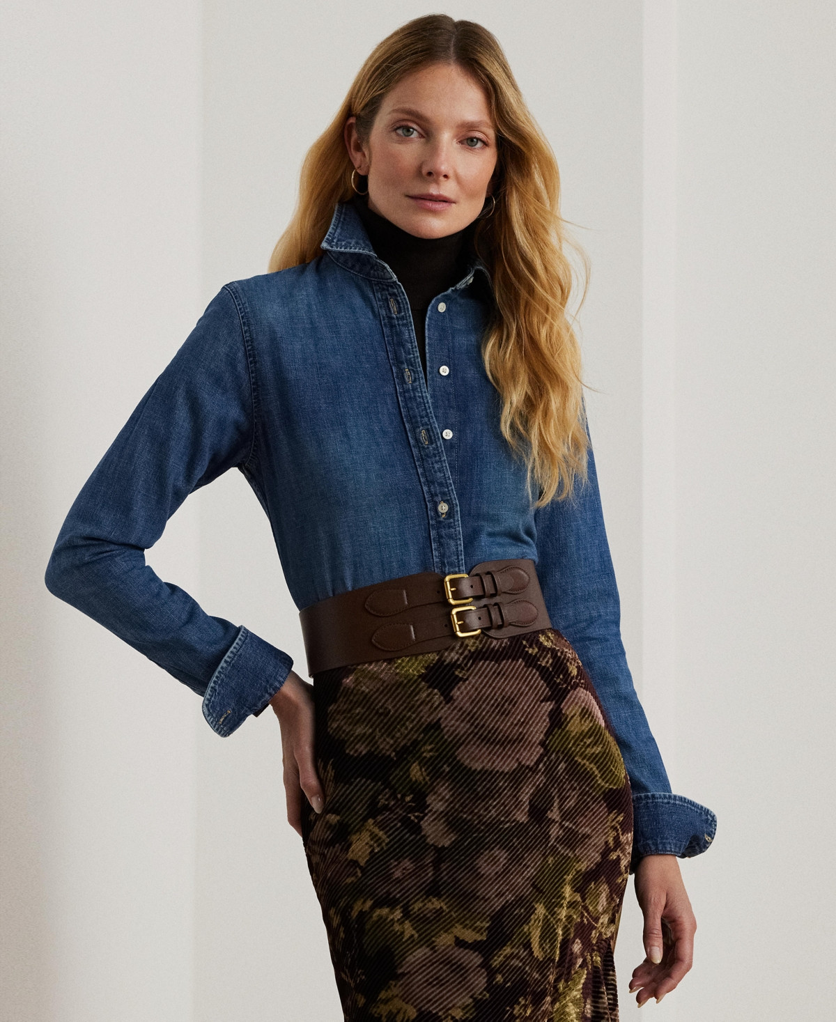 Lauren Ralph Lauren Women's Straight-Fit Denim Shirt - Blue | Macy's