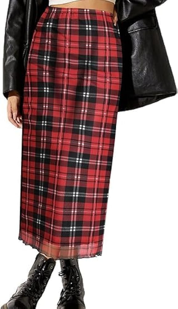 Avanova Women Ditsy Floral Bohemian Mesh Midi Skirt Elastic High Waisted Flowy Summer Long Skirt | Amazon (US)